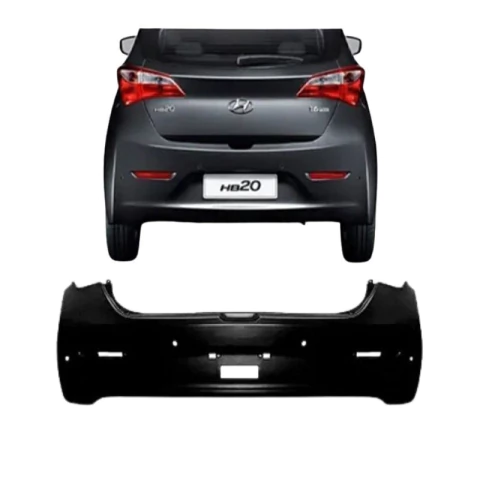 PARACHOQUE TRASEIRO HB20 HATCH 2012/2015 PRETO LISO C/FURO SENSOR