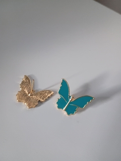Brinco Borboleta Esmaltado Azul Turquesa na internet