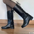 Bota Feminina Cano Longo Cano Alto Marrom Amarracao De Cadarco Atras