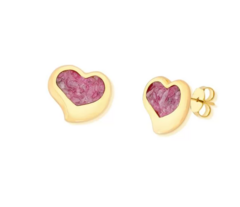 Brinco Fragmentos Rodonita Rosa Banho de Ouro 18k