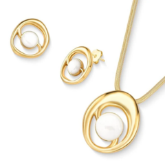 Conjunto Movimento Esfera Banhado a Ouro 18k - RAVA Semijoias