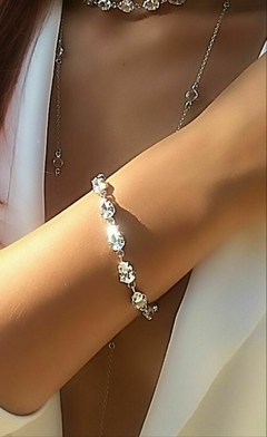Pulseira Toda Zircônia Cristal Banho de Ouro 18k