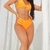 Biquíni 3 Tiras Hot Pants Sutiã Triangulo Sem Bojo Laranja