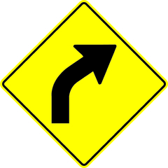 Cartel Vial Curva Derecha 60x60cm - comprar online