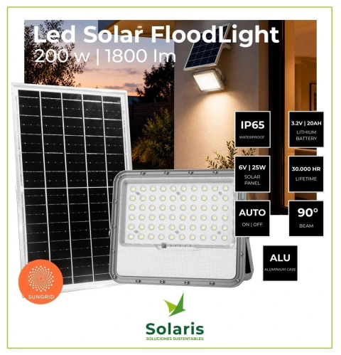 REFLECTOR SOLAR CON PANEL 200W