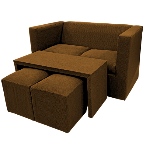 Imagen de Juego De Living Minimalista Sillón+ Mesa + 2 puff Chenille.