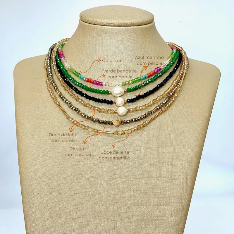 Choker Cristais com Detalhe