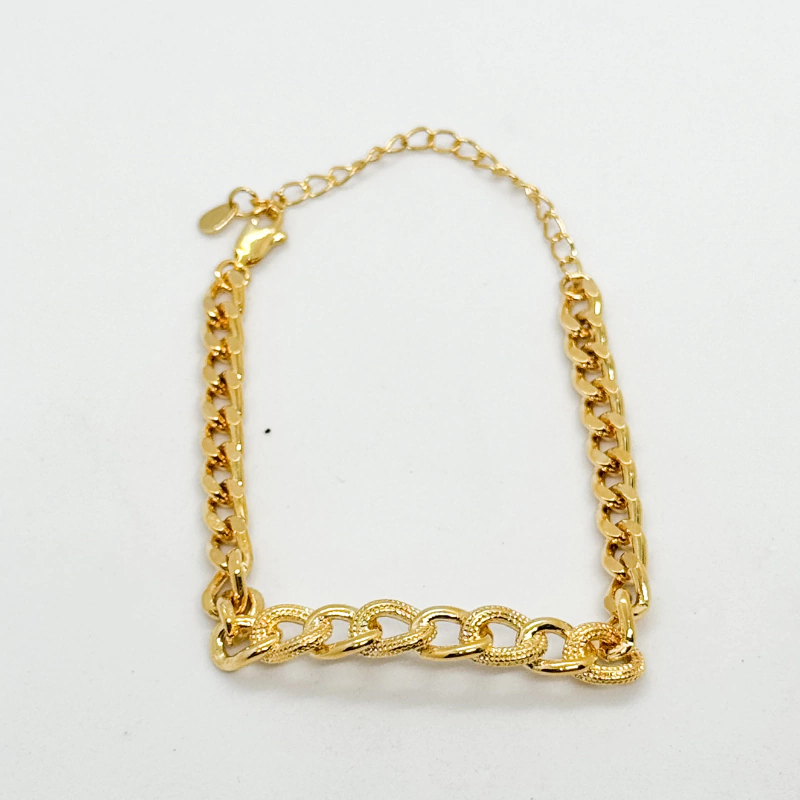 Pulseira Elos Groumet com placa - Dourada
