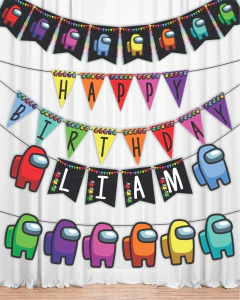 Among us Happy Birthday Printable Banners