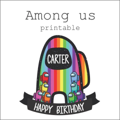 Among us Happy Birthday Printable Banners