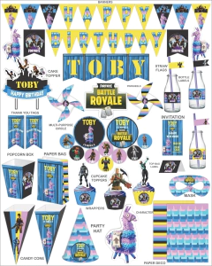 Fortnite printable party set