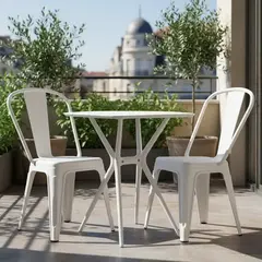 Combo 1 Mesa + 2 silla Tolix en polipropileno y fibra de vidrio. 20% OFF en efectivo - comprar online