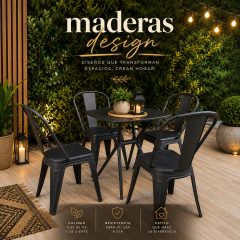 Combo Mesa y 2 silla Tolix en polipropileno y fibra de vidrio. 20% OFF en efectivo - tienda online
