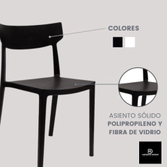 Imagen de Combo Mesa 60x60 + 4 sillas Milo en Polipropileno y fibra de vidrio. 20%OFF en efectivo