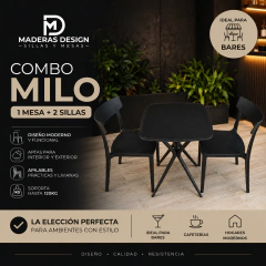 Combo Mesa y 2 silla Milo en Polipropileno y fibra de vidrio. 20%OFF en efectivo