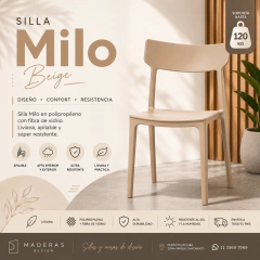 Silla Milo Design color Beige set de 6 sillas. 20% OFF en efectivo. - Maderas Design