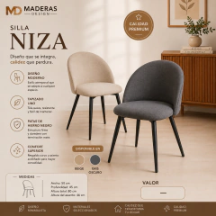 Silla Niza Tapizado Pana Premium, 20% OFF en efectivo.