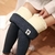 Imagem do Leggings de veludo forrado velo feminino, calças de cintura alta, monocromátic