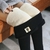 Leggings de veludo forrado velo feminino, calças de cintura alta, monocromátic na internet