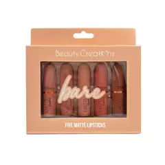 Set Labiales BEAUTY CREATIONS- BARE- FIVE MATTE LIPSTICKS-1PC