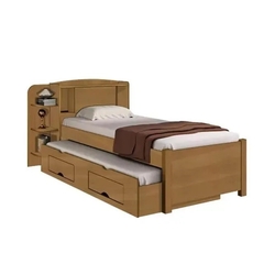 Cama Solteiro com Auxiliar e 2 Gavetas