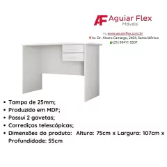 Mesa Para Computador Escrivaninha Potenza Plus Com 2 Gavetas - AGUIAR FLEX MÓVEIS LTDA