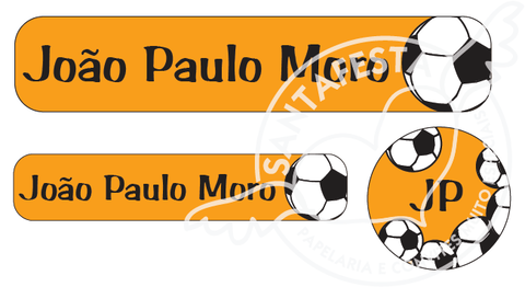 100 etiquetas em vinil adesivo, em 3 formatos: 5x1cm, 3.5x0.7cm e redonda ø1.5cm - Código EO-futebol