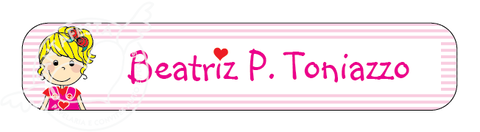 20 etiquetas tecido, formato 5x1cm, código Eroupa-menina1