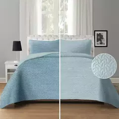 Cubrecama 2 1/2 Plazas Reversible Calidad Premium + Fundas de almohada - BLANCO SI