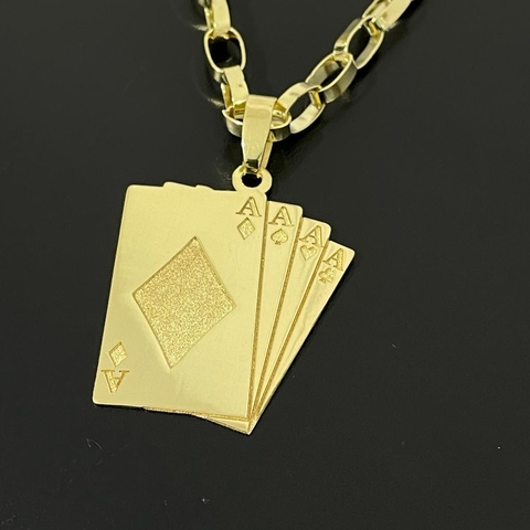 Pingente Naipe de Às Personalizado de Moeda Antiga
