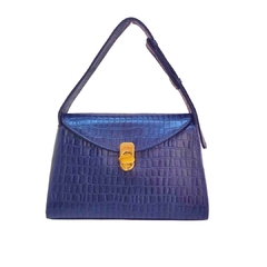 BOLSA EM COURO LEGÍTIMO CROCO ALÇA DE BRAÇO E MÃO VERONA AZUL - comprar online