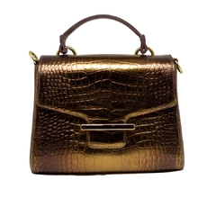 BOLSA EM COURO LEGÍTIMO CROCO TRANSVERSAL E DE MÃO MADRI COBRE - comprar online