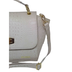 BOLSA COURO TRANSVERSAL E MÃO MUNIQUE OFF-WHITE