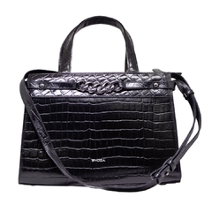 BOLSA EM COURO LEGÍTIMO CROCO TRANSVERSAL E DE MÃO NOVA YORK PRETA - loja online