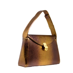BOLSA EM COURO LEGÍTIMO CROCO ALÇA DE BRAÇO E MÃO VERONA COBRE - comprar online