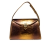 BOLSA EM COURO LEGÍTIMO CROCO ALÇA DE BRAÇO E MÃO VERONA COBRE