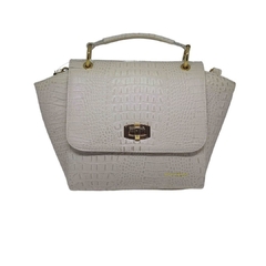 BOLSA COURO TRANSVERSAL E MÃO MUNIQUE OFF-WHITE