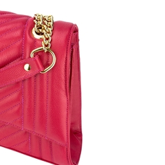 BOLSA EM COURO LEGÍTIMO METELASSÉ TRANSVERSAL E DE MÃO PARIS MAGENTA - Bvoga Bolsas