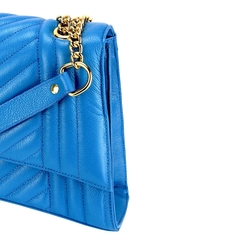 BOLSA EM COURO LEGÍTIMO METELASSÉ TRANSVERSAL E DE MÃO PARIS AZUL - Bvoga Bolsas