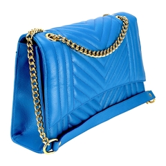 BOLSA EM COURO LEGÍTIMO METELASSÉ TRANSVERSAL E DE MÃO PARIS AZUL - comprar online
