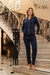 PIJAMA SERENA EM VISCOSE COM ELASTANO AZUL MARINHO E BRANCO - Daap Store