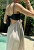 Vestido Longo Linho Duo Preto e Cru - loja online