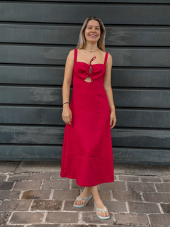 VESTIDO MIDI ALFAIATARIA TWIST VERMELHO ( 31961 ) TRI CATS na internet
