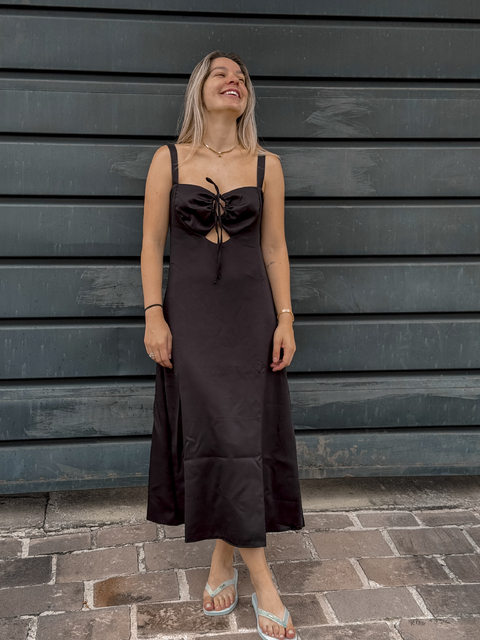 VESTIDO MIDI ALFAIATARIA TWIST PRETO ( 31961 ) TRI CATS