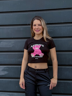 CROPPED BABY LOOK APPROVE HI BEAR PRETO ( 7530 ) APPROVE - comprar online