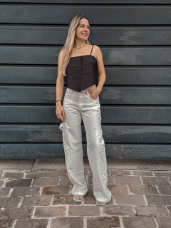 CALCA JEANS CARGO WIDE LEG OFF WHITE ( 21531 ) TRI CATS