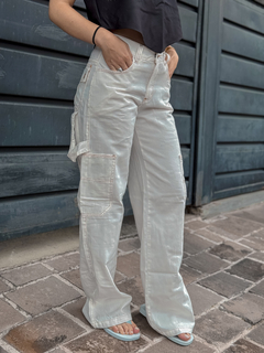 CALCA JEANS CARGO WIDE LEG OFF WHITE ( 21531 ) TRI CATS - comprar online