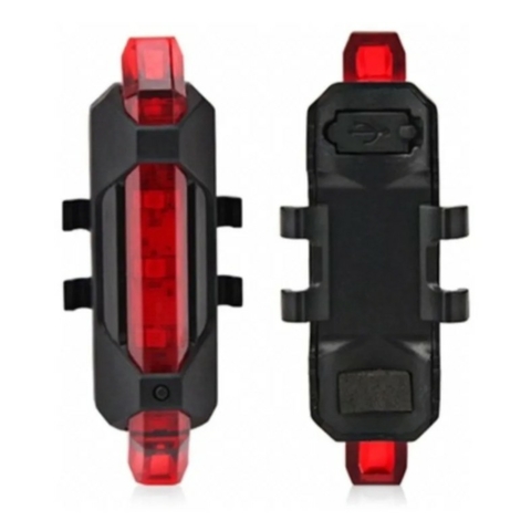 Lanterna Bike Led Recarregável Traseiro USB Vermelho 4 Modos
