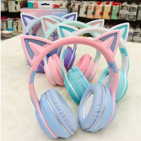 Fone De Ouvido Bluetooth Orelhas de Gato Led Cat KA-981 Kapbom