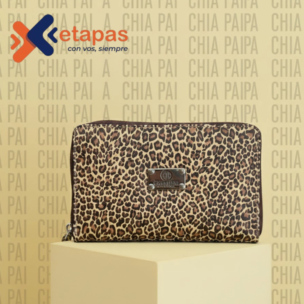 BILLETERA DAMA CUERO ANIMAL PRINT CON CIERRE CHIAPPAI